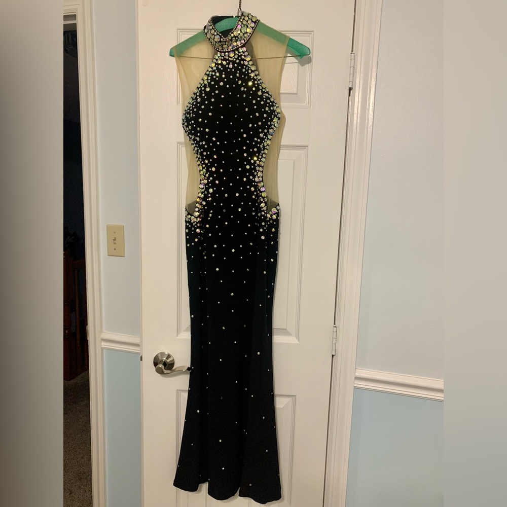 Johnathan Kayne Black Dress with Iridescent Embellishments